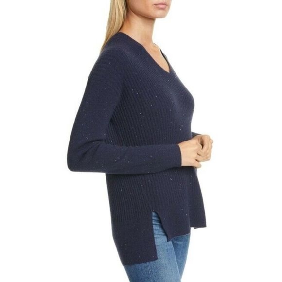 Nordstrom Signature Blue V-Neck Cashmere Sweater - Picture 5 of 5